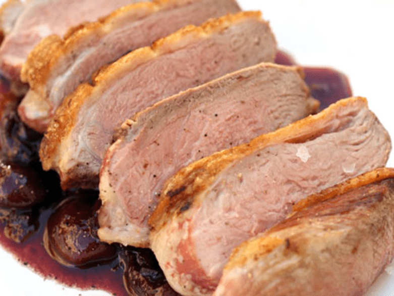 Pan Roasted Fillet of Duck with Cherry Sauce